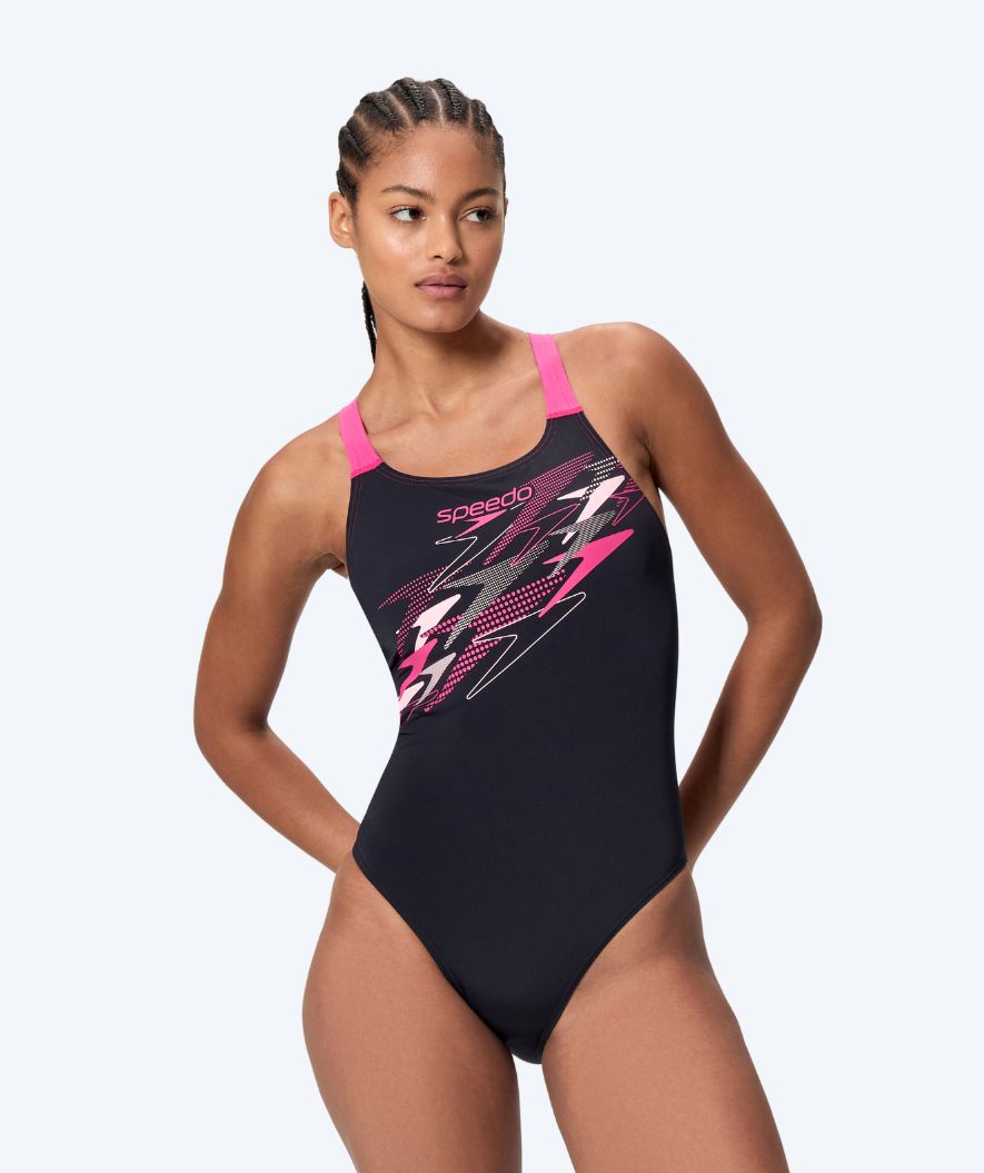 Speedo badedragt til damer - Medley Logo Medalist - Sort/pink