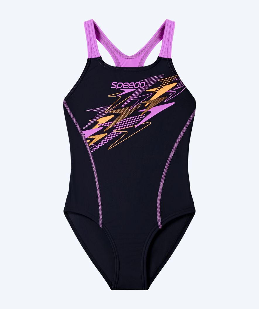 Speedo badedragt til piger - Medley Logo Medalist - Sort/lilla