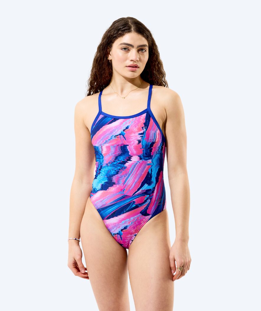 Speedo badedragt til damer - Printed Turnback - Blå/pink