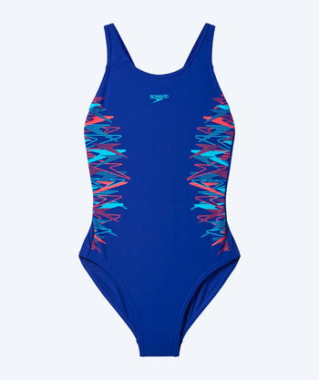 Speedo badedragt til piger - Placement Muscleback - Mørkeblå/lyseblå