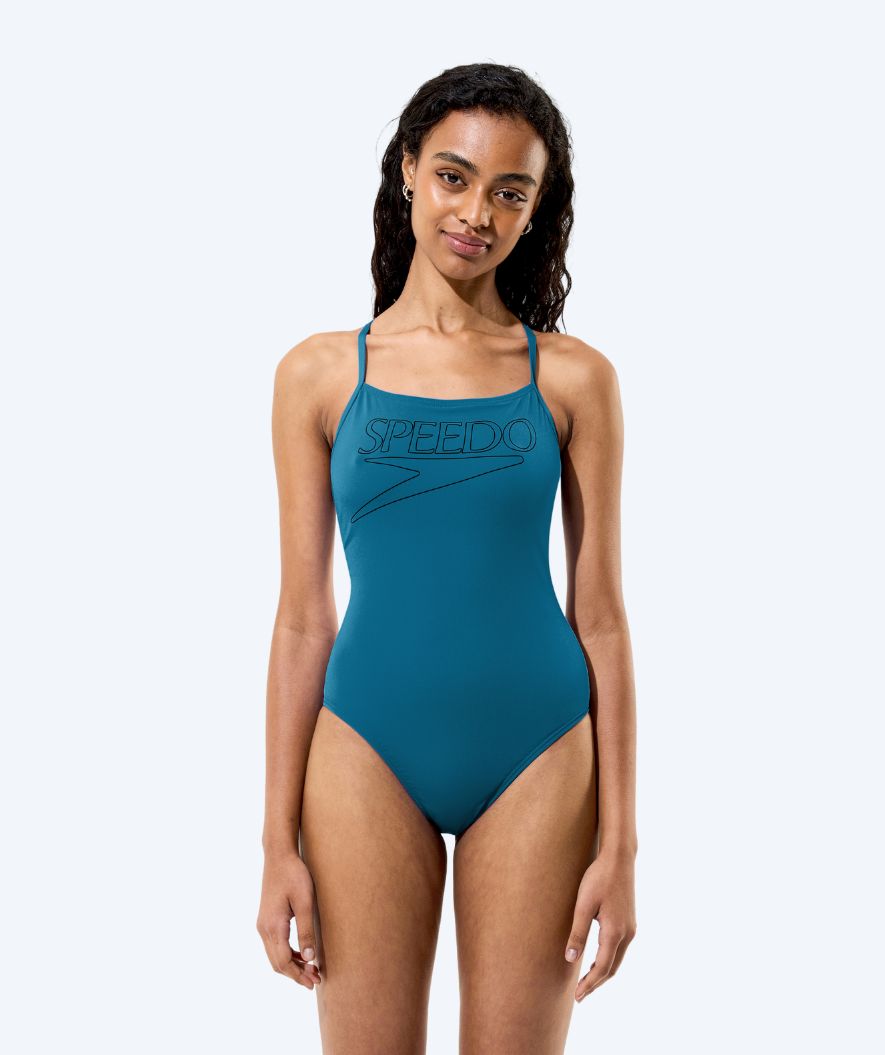 Speedo badedragt til damer - Endurance Logo Thin Strap - Mørkegrøn