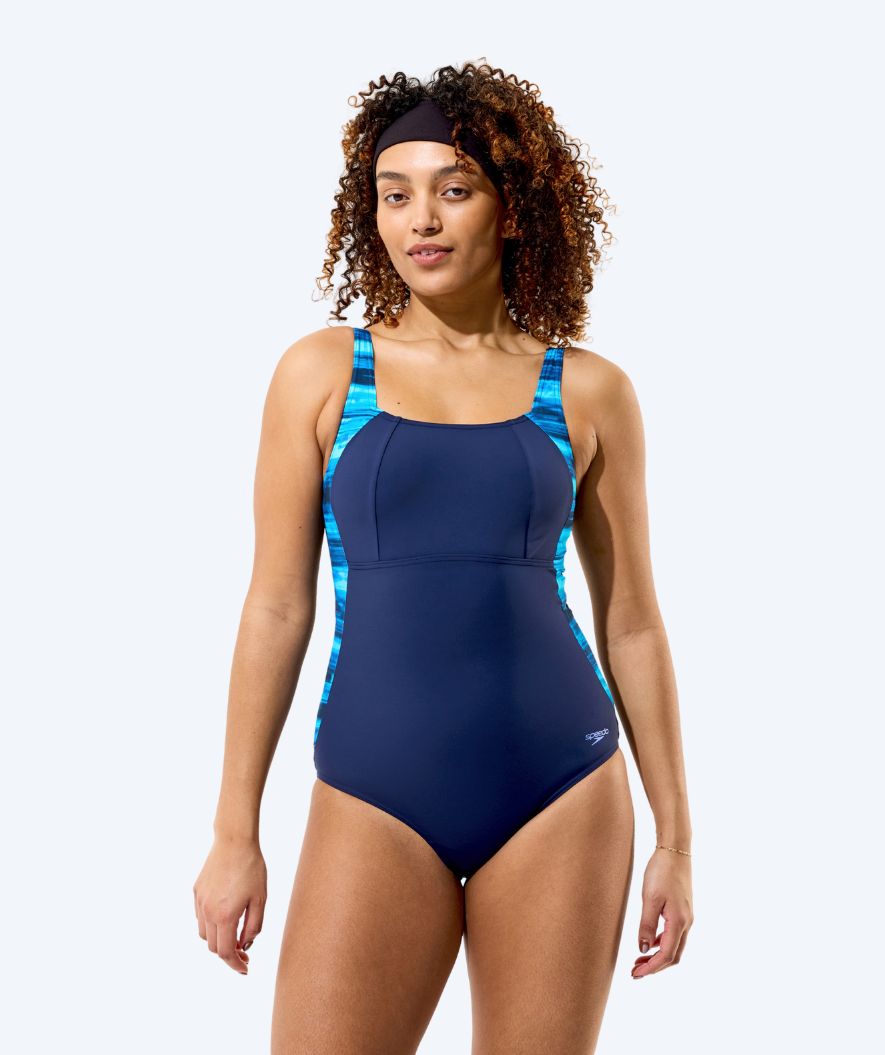 Speedo badedragt til damer - Print Luna Lustre - Mørkeblå/lyseblå