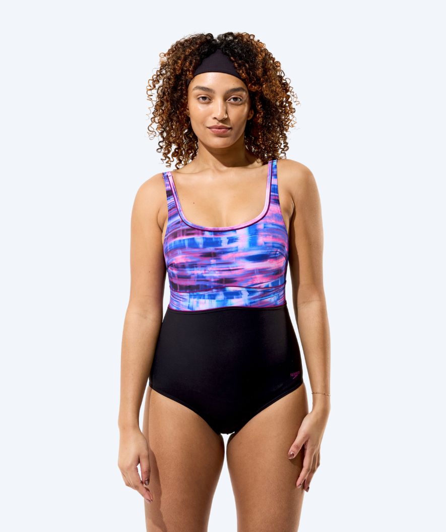 Speedo badedragt til damer - Contour Eclipse - Sort/lilla