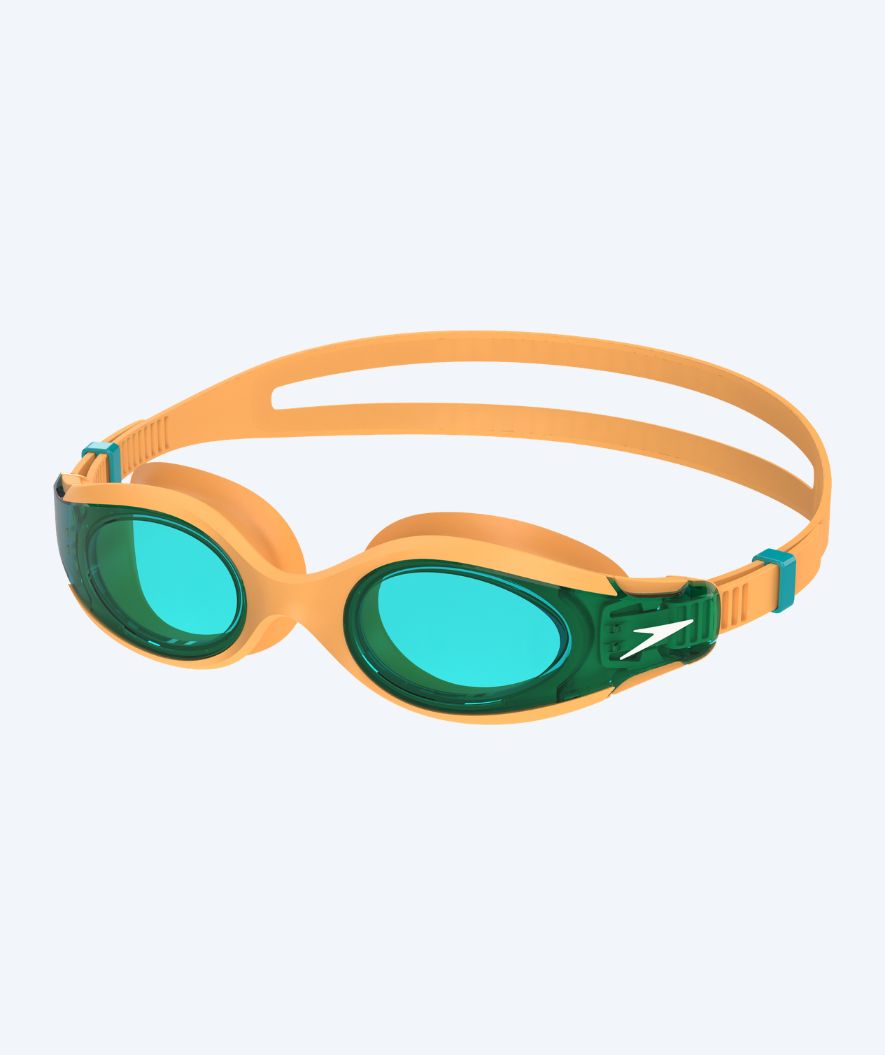 Speedo svømmebriller til børn (6-14) - Hydrosity 2.0 - Orange/mørkegrøn (Blå linse)