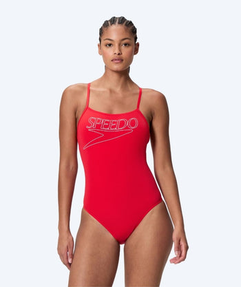 Speedo badedragt til damer - Endurance Logo Thin Strap - Rød