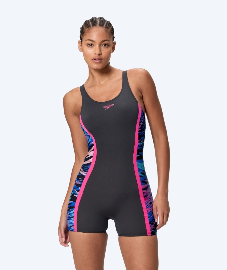 Speedo badedragt med ben til damer - Hyperboom Splice Muscleback - Sort/pink