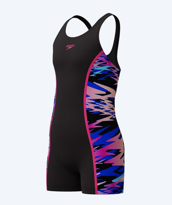 Speedo badedragt med ben til piger - Hyperboom Splice Muscleback - Sort/pink/multi