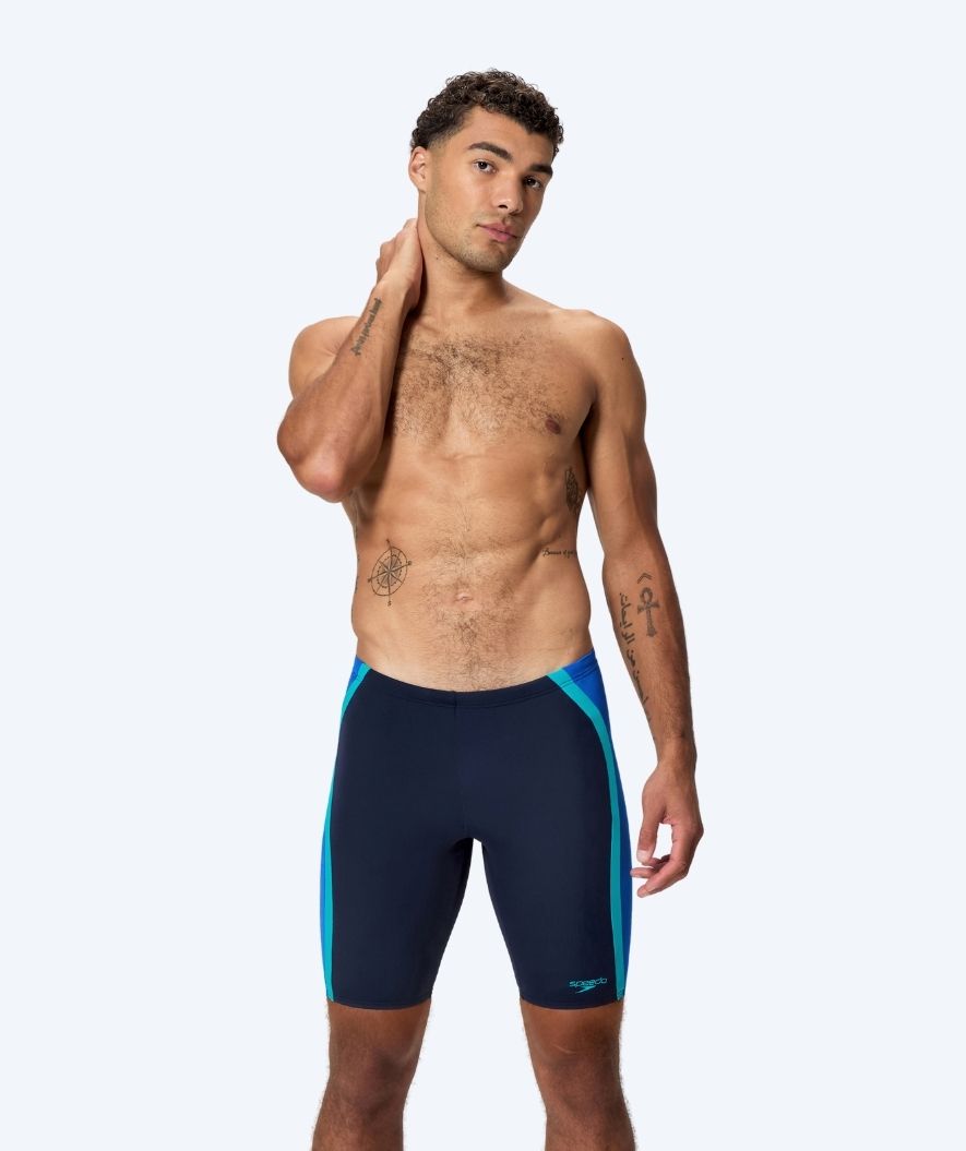 Speedo lange badebukser til mænd - Solid Splice - Mørkeblå/lyseblå