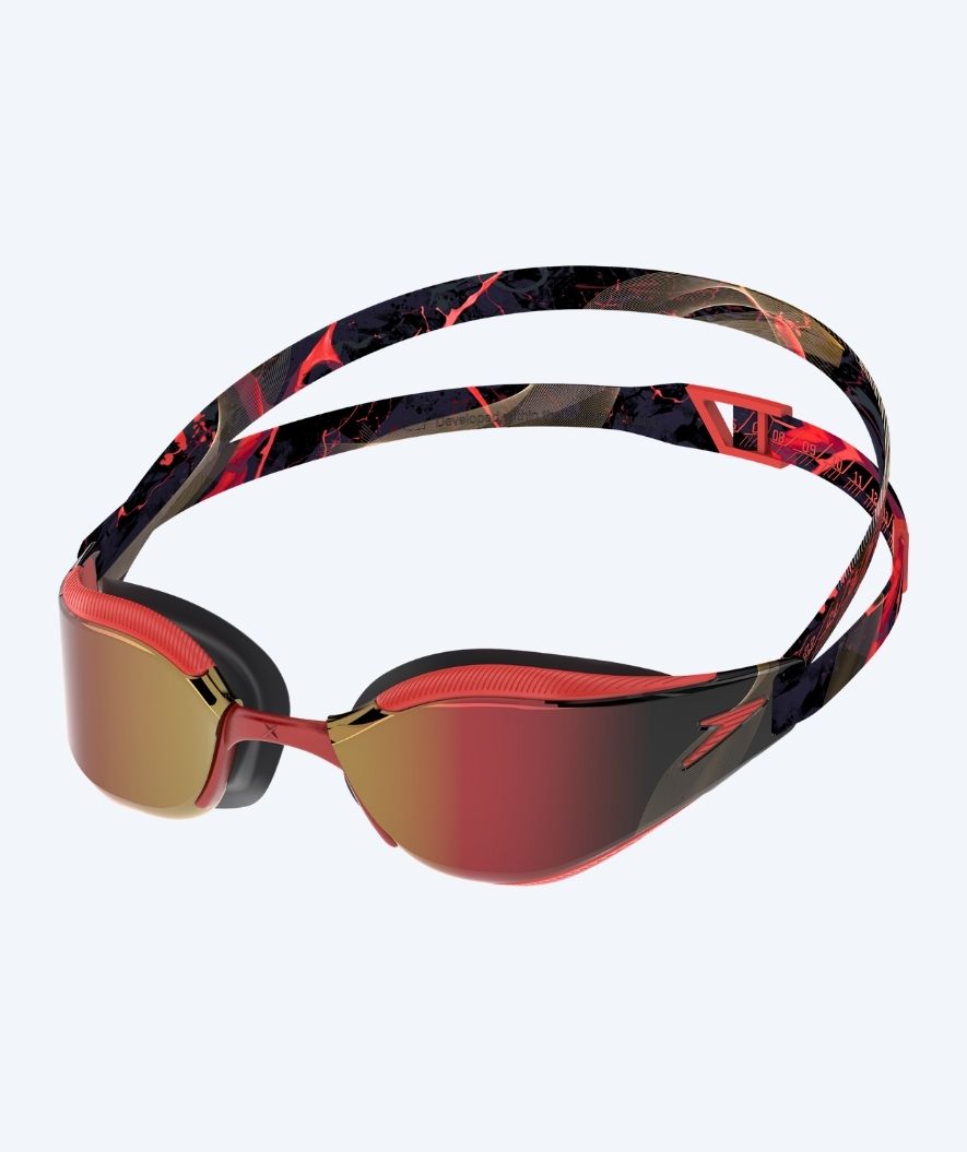 Speedo Elite svømmebriller - Fastskin Hyper Elite Mirror - Sort/rød (Guld linse)