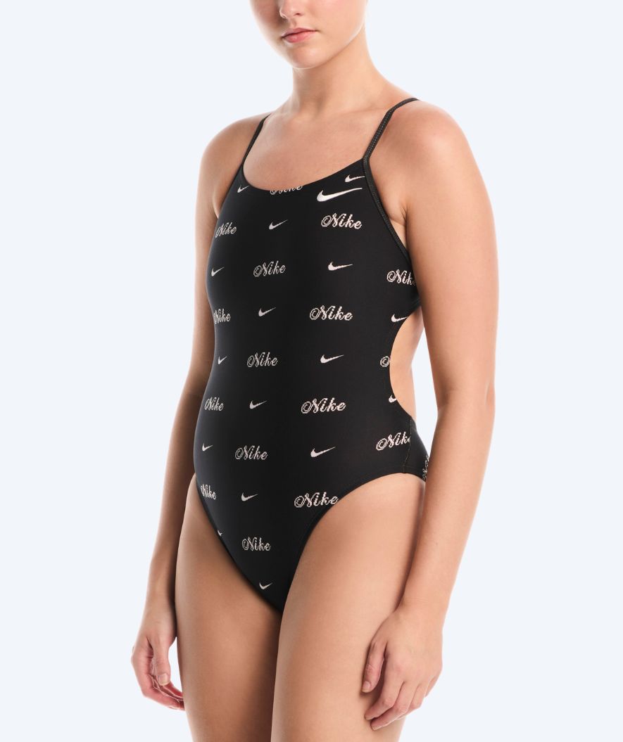 Nike badedragt til damer - Hydrastrong Print Cutout - Sort/hvid