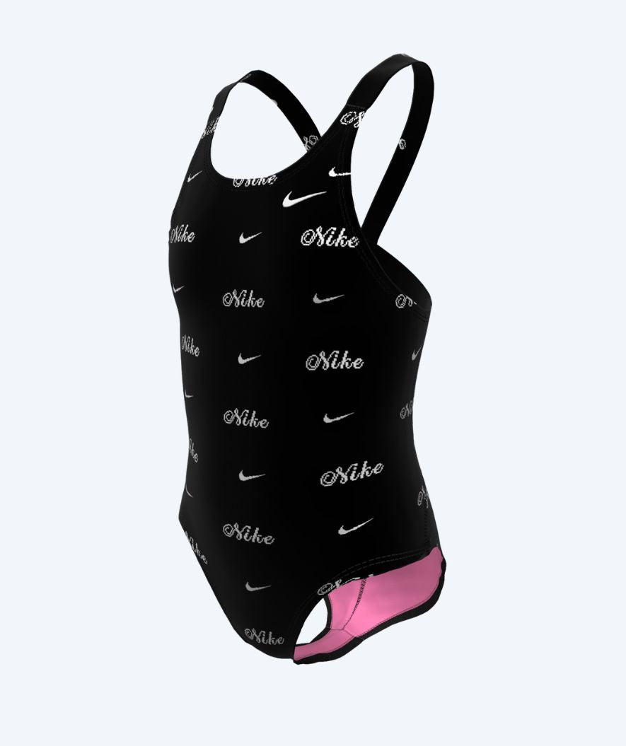 Nike badedragt til piger - Hydrastrong Print Fastback - Sort/hvid