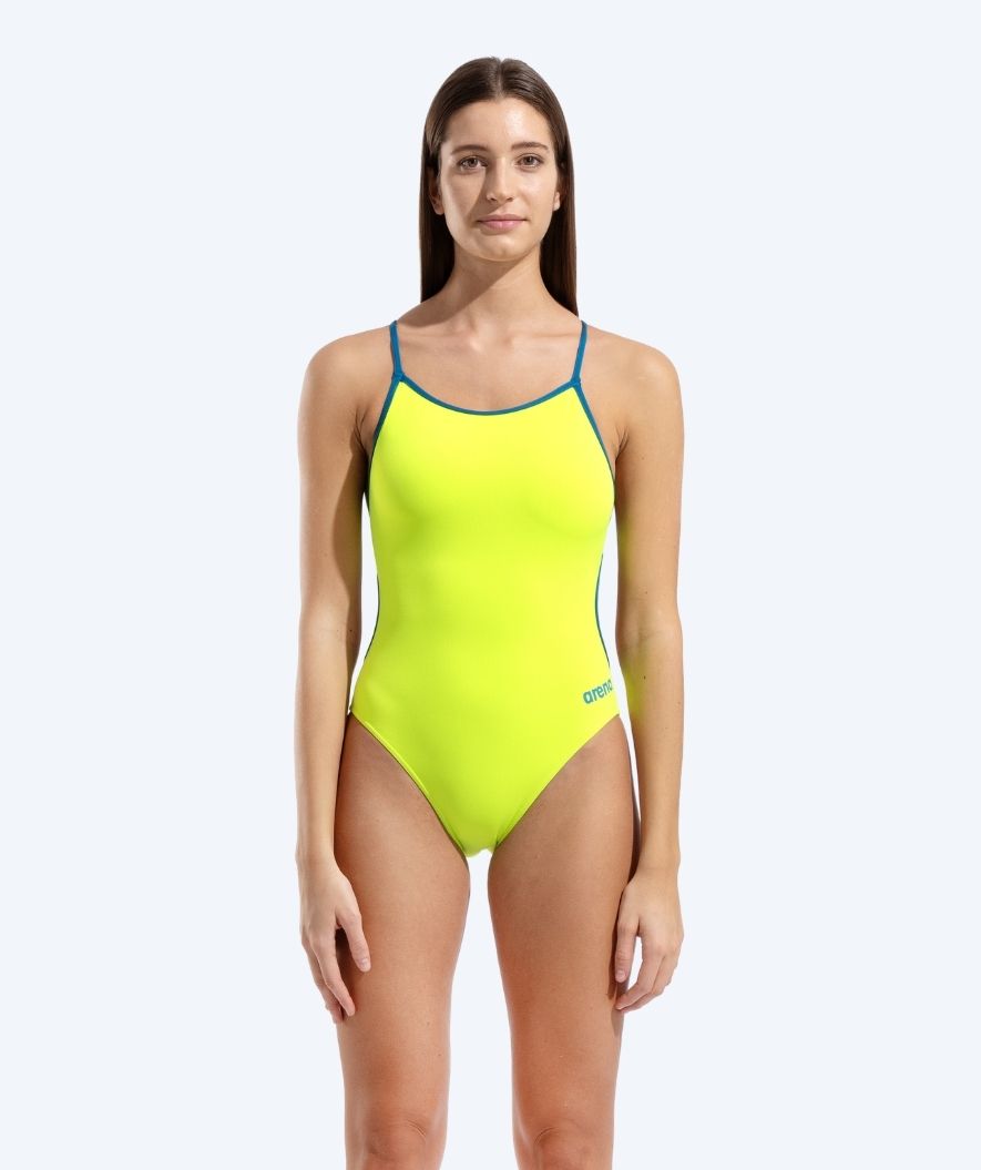 Arena badedragt til damer - Solid Lace Back - Gul/blå