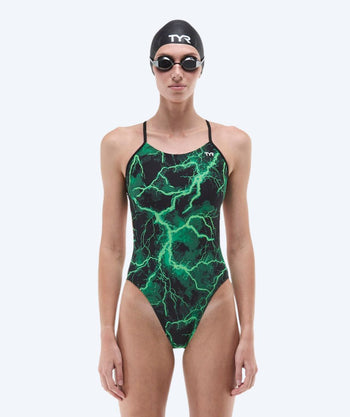 TYR badedragt til damer - Durafast Elite Cutoutfit Arterix - Grøn/sort