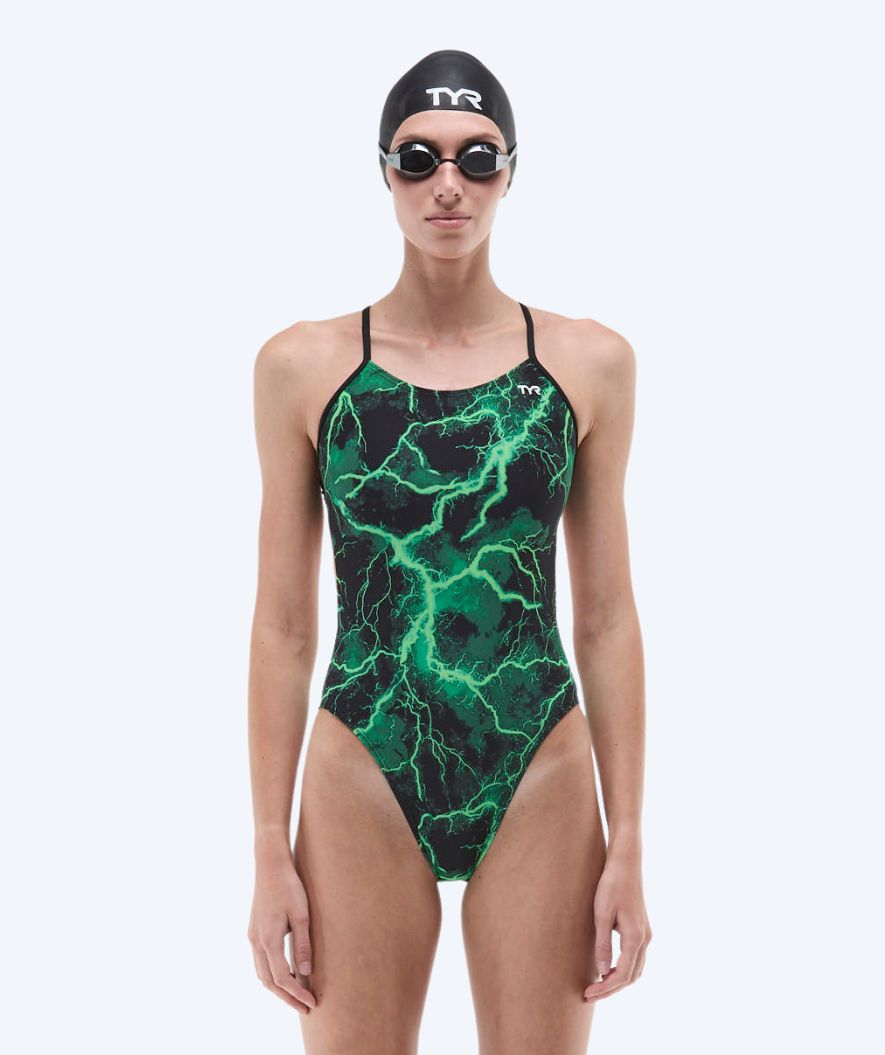 TYR badedragt til damer - Durafast Elite Cutoutfit Arterix - Grøn/sort