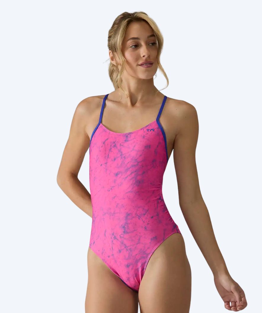 TYR badedragt til damer - Durafast Elite Cutoutfit Zephyr - Pink/mørkeblå