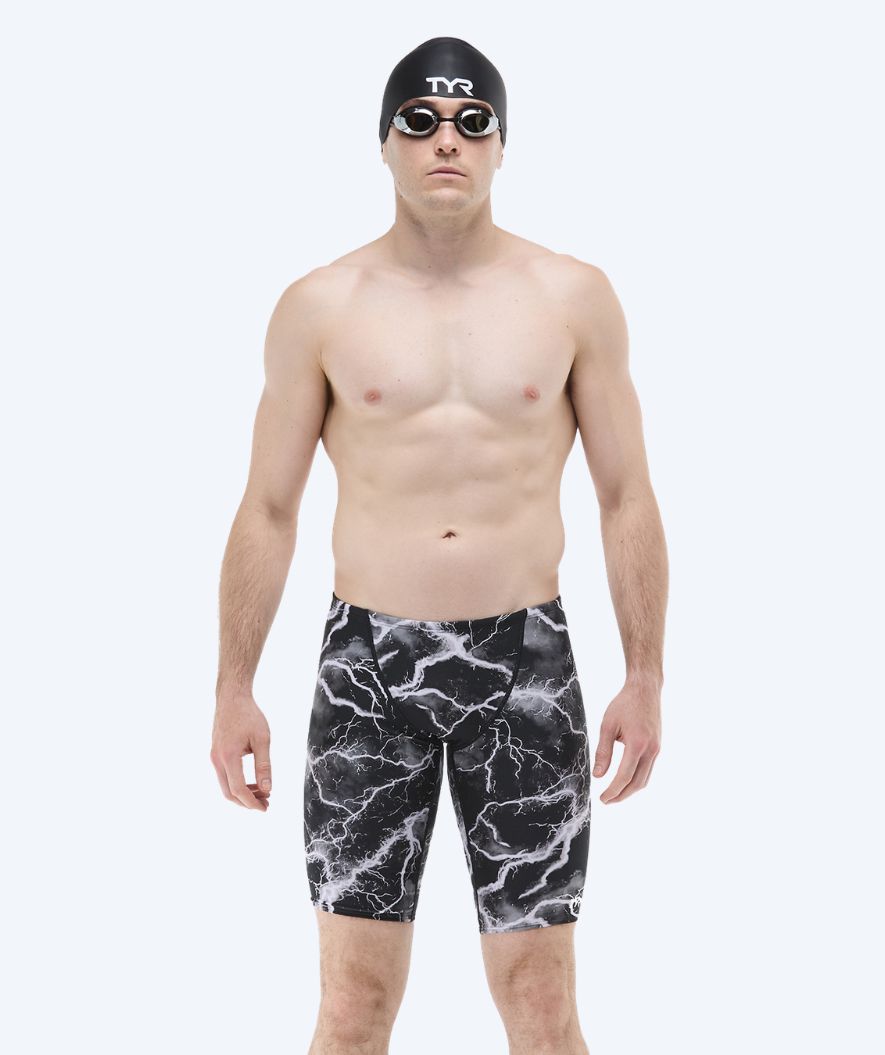 TYR lange badebukser til mænd - Durafast Elite Arterix - Grå/sort