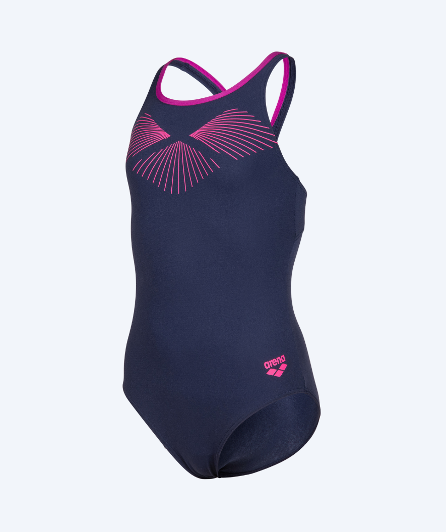 Arena badedragt til piger - Bay Swim Pro Back - Mørkeblå/pink