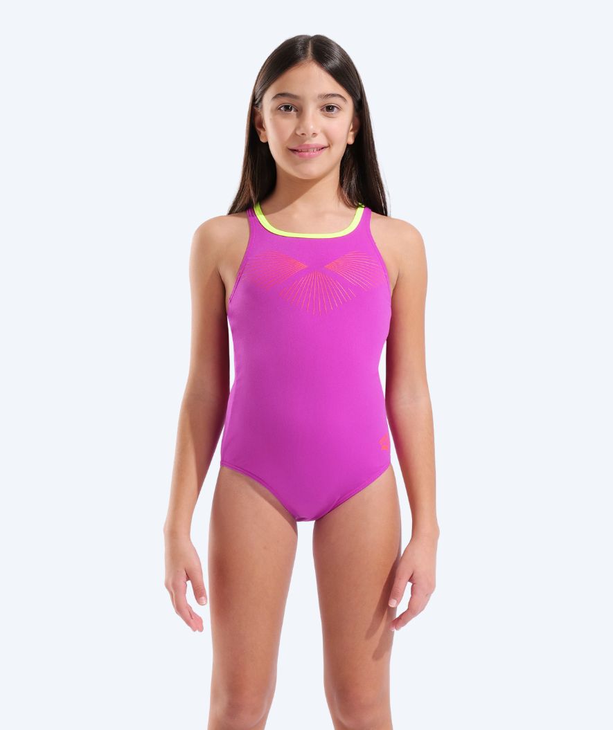 Arena badedragt til piger - Bay Swim Pro Back - Pink/grøn