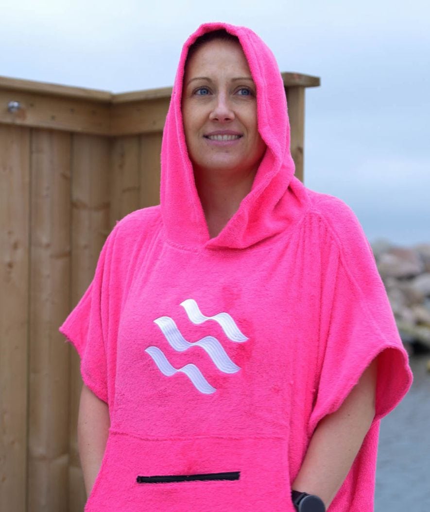 Watery badeponcho til voksne - Bomuld - Sort