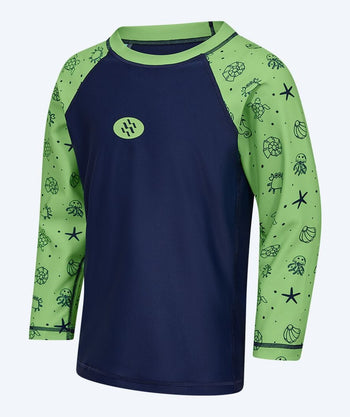 Watery UV-trøje til børn - Brandman Langærmet Rashguard - Grøn/blå