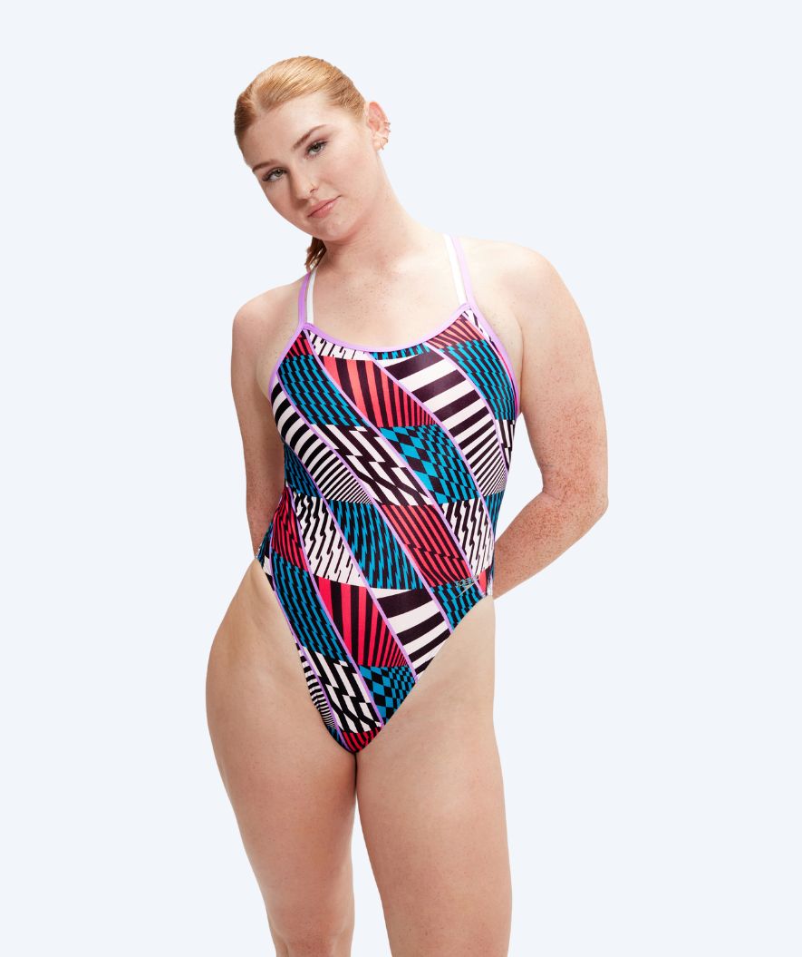 Speedo badedragt til damer - Allover Digital Starback - Rød/blå