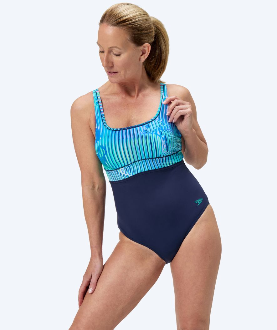 Speedo badedragt til damer - Shaping ContourEclipse - Mørkeblå/turkis
