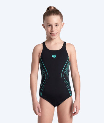 Arena badedragt til piger - Reflecting Swim Pro Back - Sort/lyseblå