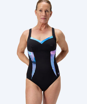 Speedo badedragt til damer - Shaping Printed LunaElustre - Sort/turkis