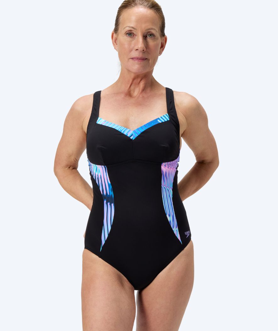Speedo badedragt til damer - Shaping Printed LunaElustre - Sort/turkis