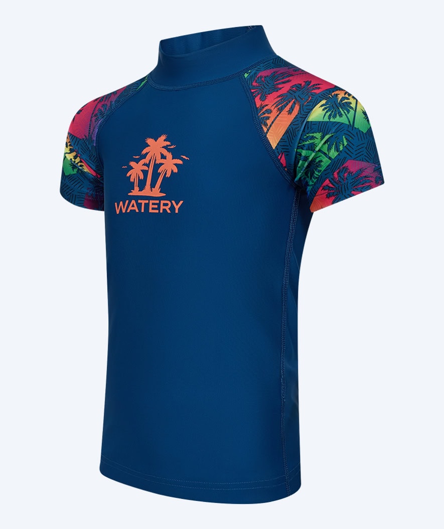 Watery UV-trøje til børn - Katsu Kortærmet Rashguard - Multi/mørkeblå