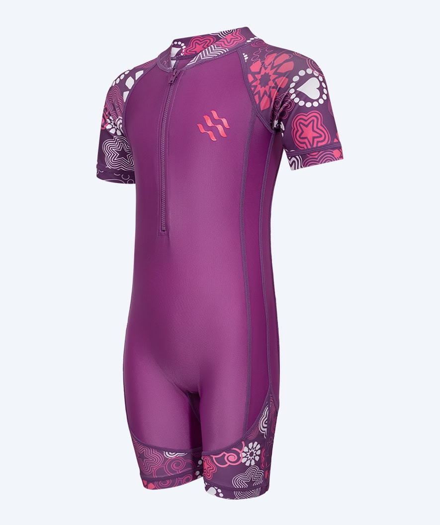 Watery UV-dragt til børn - Athena Kortærmet Rashguard - Lilla