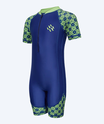 Watery UV-dragt til børn - Athena Kortærmet Rashguard - Grøn/mørkeblå