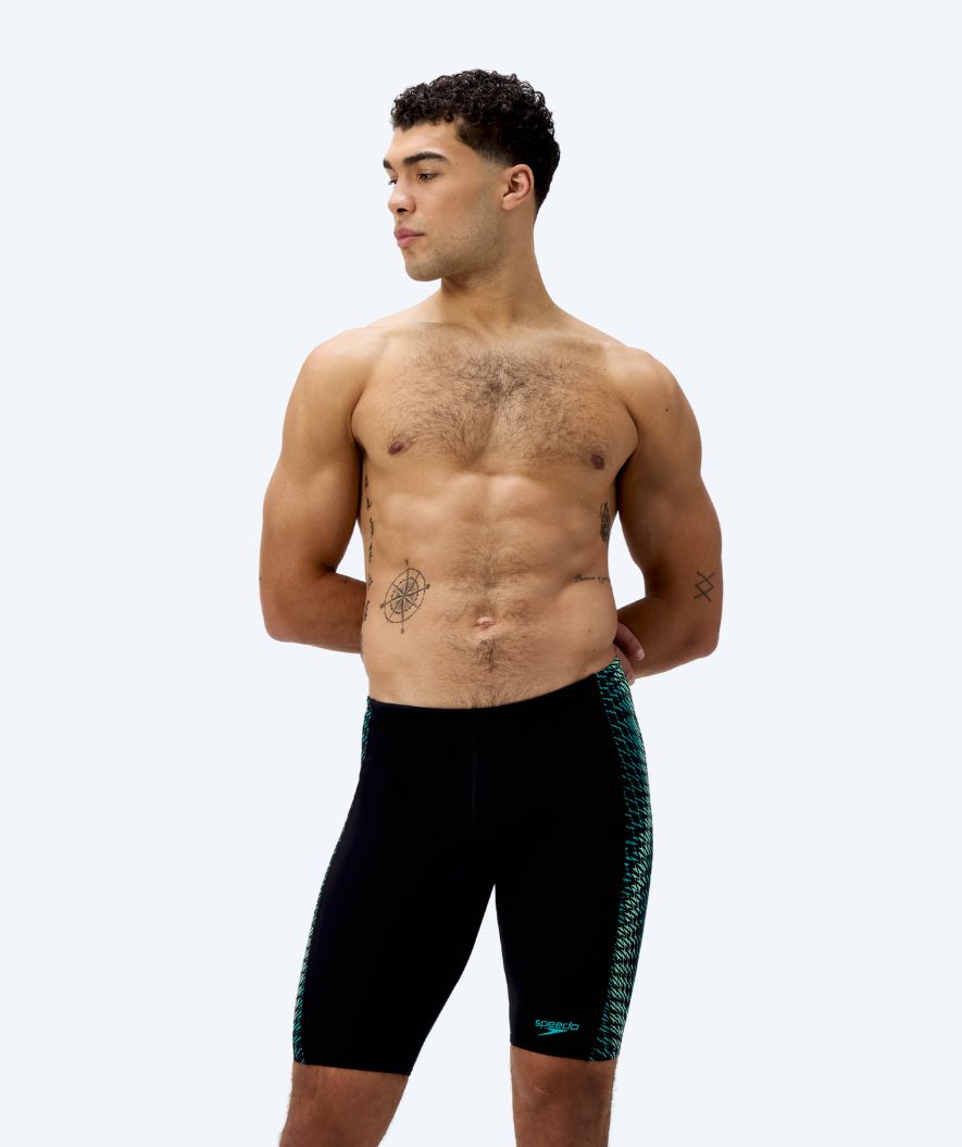 Speedo lange badebukser til mænd - Endurance Max Tech Pannel - Sort/grøn