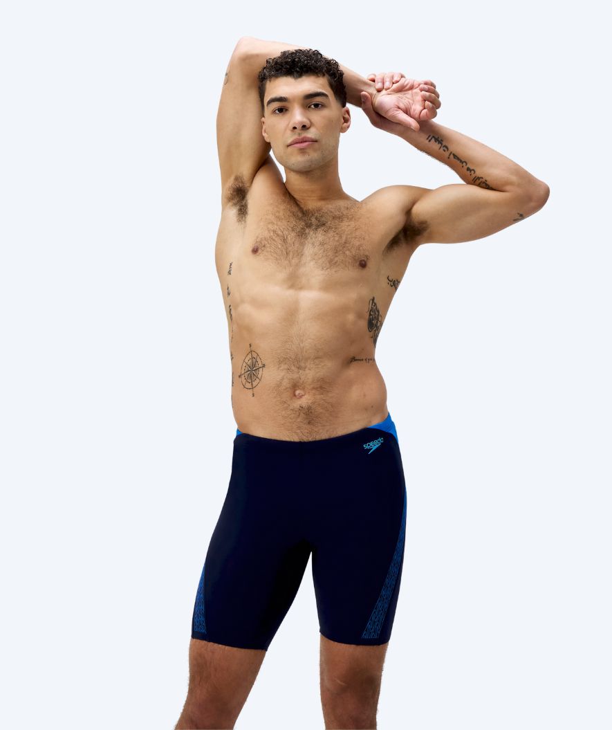 Speedo lange badebukser til mænd - Hyperboom Splice - Mørkeblå/blå