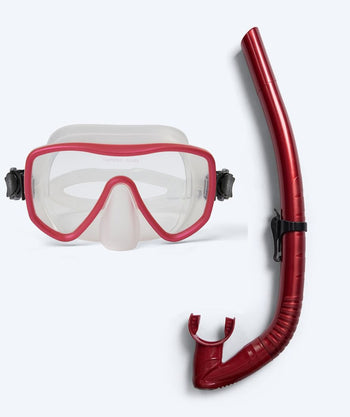 Watery Combo snorkelsæt til voksne (fra 15 år) - Coast - Rød/klar