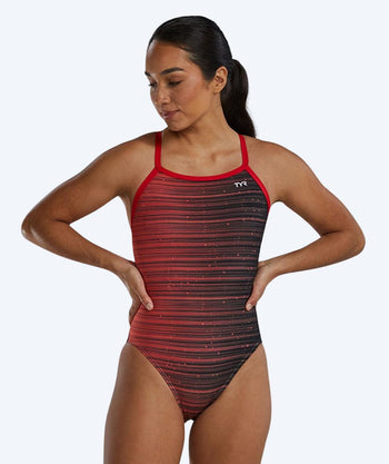 TYR badedragt til damer - Durafast Elite Speedwarp Diamondfit - Rød/sort