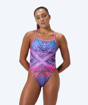 Speedo badedragt til damer - Placement Digital V-Back - Lilla/rød
