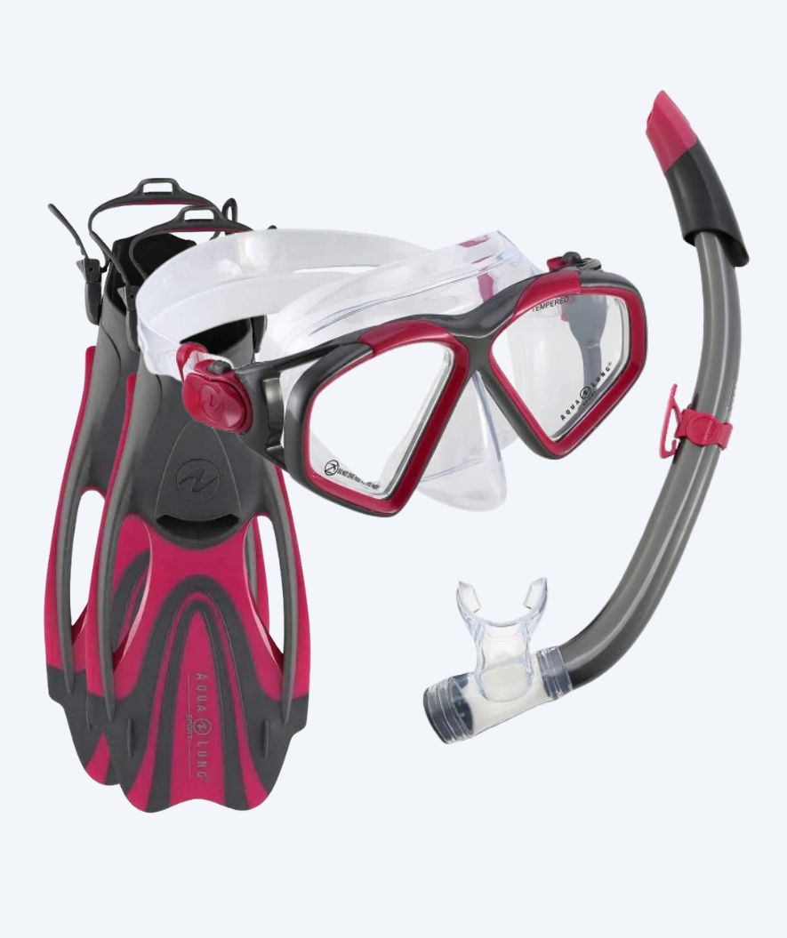 Aqualung snorkelsæt til voksne - Hawkeye - Lilla/grå
