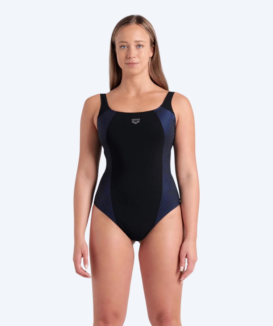 Arena badedragt med indlæg til damer - Adele - Sort/lilla