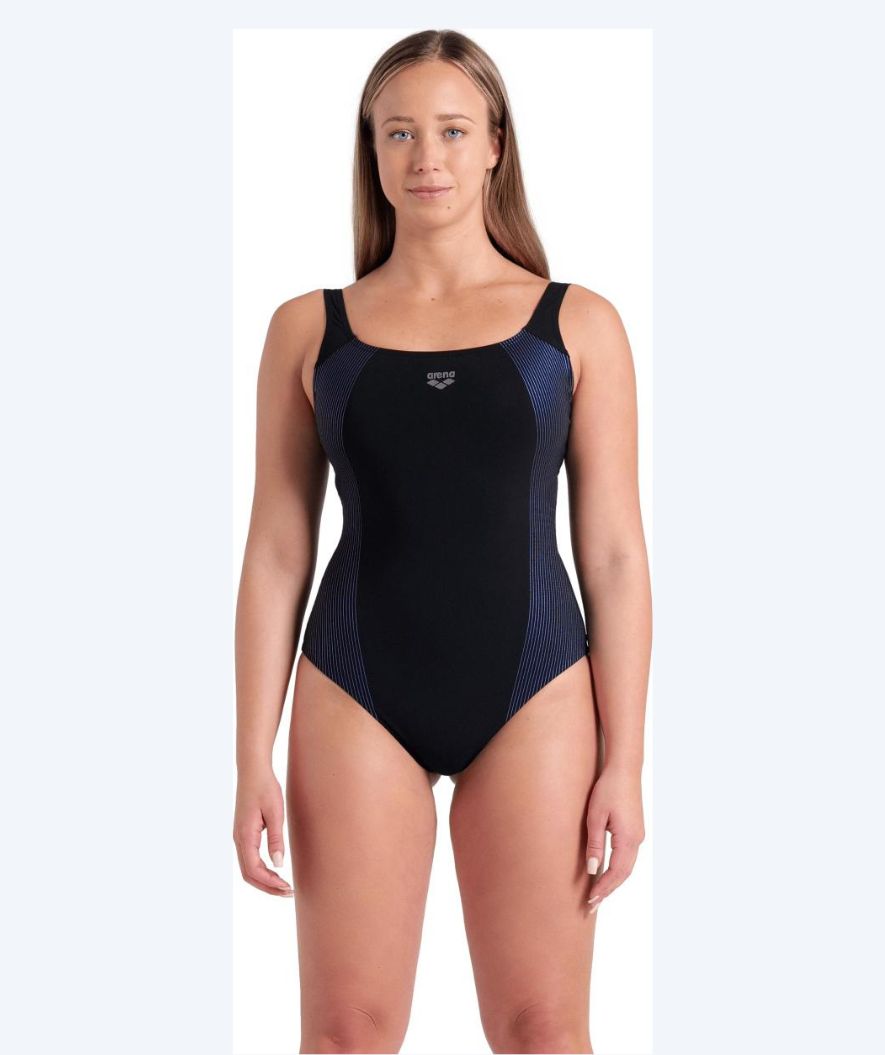 Arena badedragt med indlæg til damer - Adele - Sort/lilla