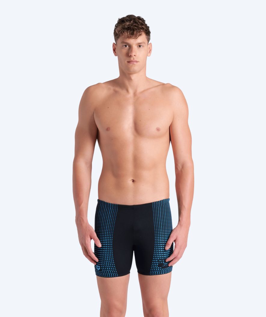 Arena lange badebukser til mænd - Foggy Dots - Sort/lyseblå