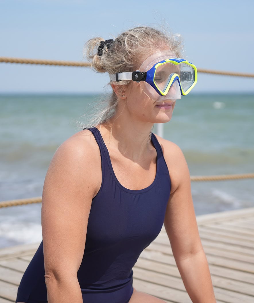 Watery Combo snorkelsæt til voksne (fra 15 år) - Leach Pro - Blå/gul