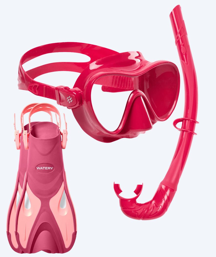 Watery snorkelsæt til voksne - Fisher/Cliff - Pink/rød
