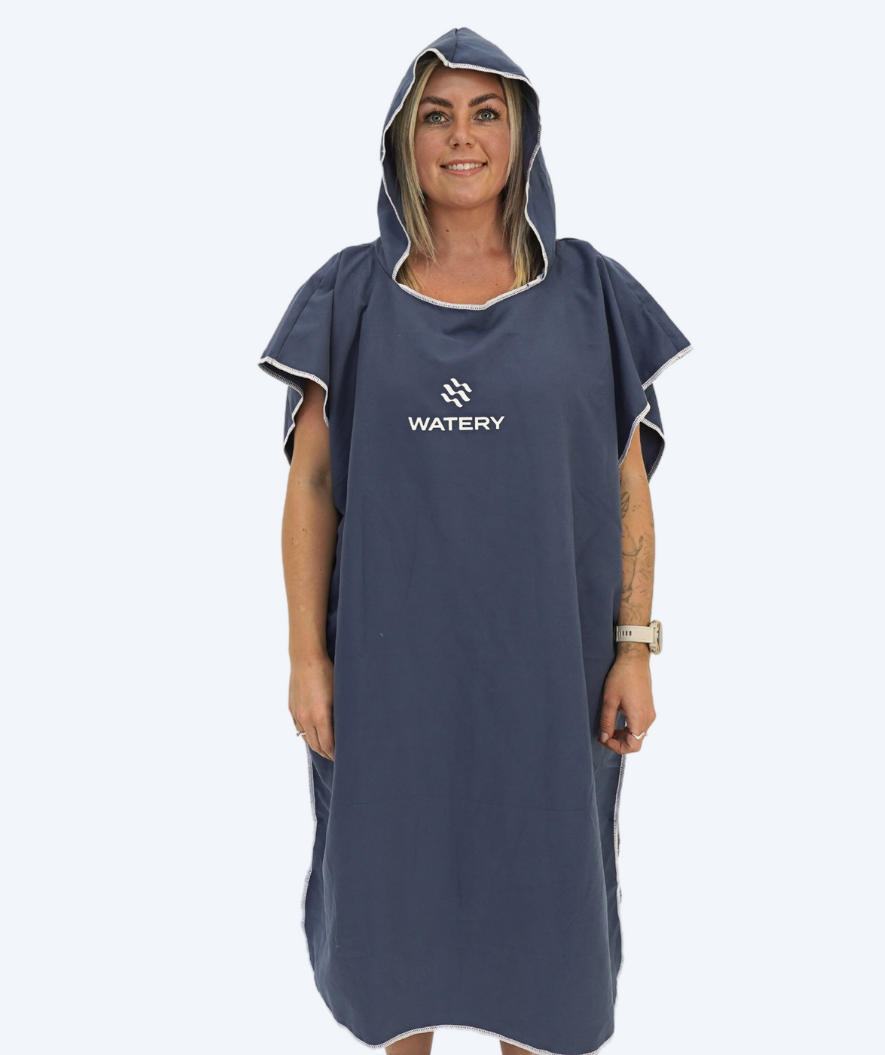 Watery badeponcho til voksne - Microfiber - Mørkeblå