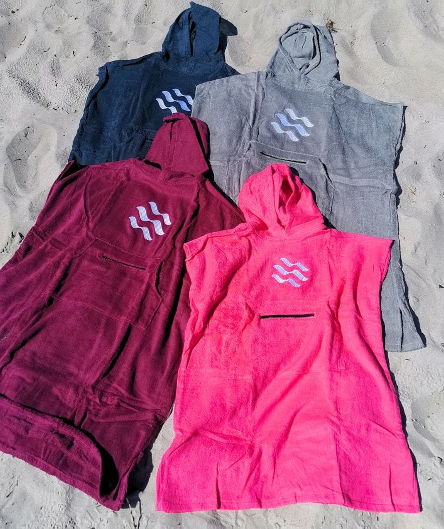 Watery badeponcho til voksne - Bomuld - Sort