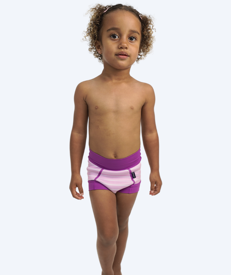 Watery blebadebukser til børn - Neoprene Swim Nappy - Purple Stripes