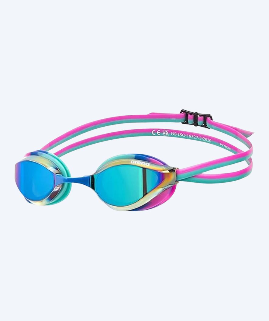 Arena Elite svømmebriller - Python - Pink/turkis (Mirror linse)