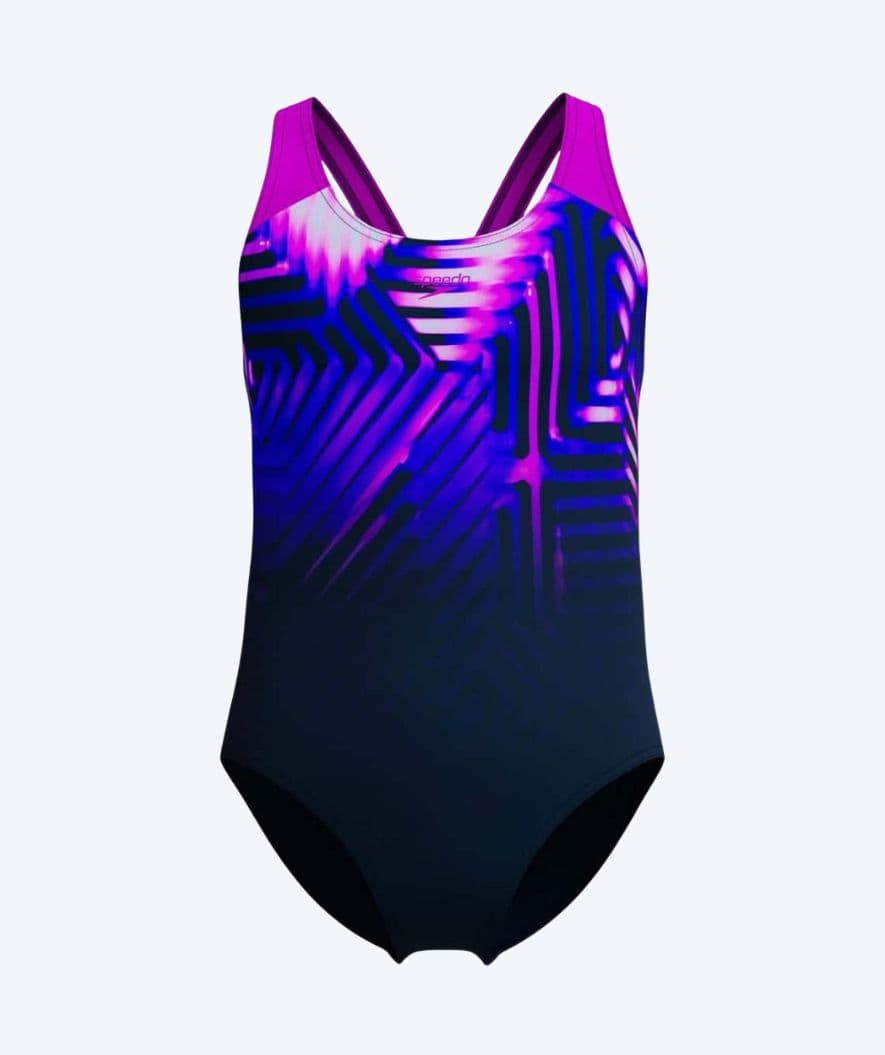 Speedo badedragt til piger - Digital Placement Splashback - Sort/lilla
