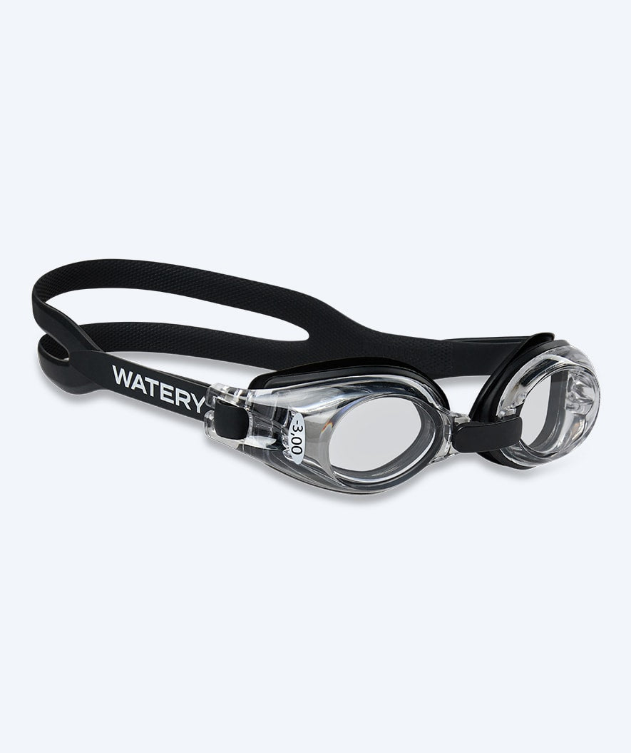 Watery nærsynede svømmebriller med styrke til børn - (-1.5) til (-7.0) - Baffin - Sort