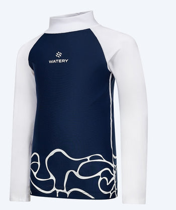 Watery UV-trøje til børn - Chilton Langærmet Rashguard - Mørkeblå/hvid